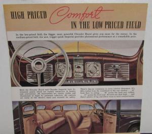 1938 Chrysler Royal Imperial Original Color Sales Brochure Folder