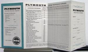 1956 Plymouth Warranty Inspection Mileage Maintenance Schedule Owner Certificate