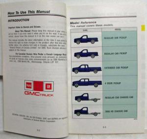 1992 GMC Sierra Pickup Truck Owners Manual