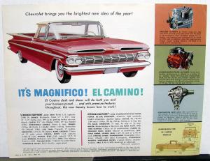 1959 Chevrolet El Camino Truck Revision 1 Color Sales Brochure Original