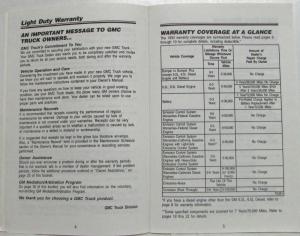 1993 GMC Truck and Chassis 1500-3500 Warranty and Owner Assistance Information
