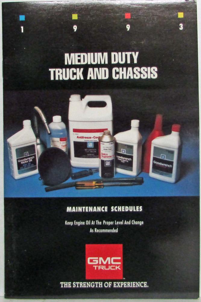 1993 GMC Medium Duty Truck Maintenance Schedule Booklet