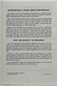 1993 GMC Medium Duty Truck Maintenance Schedule Booklet