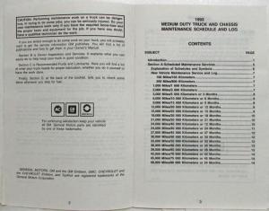 1993 GMC Medium Duty Truck Maintenance Schedule Booklet