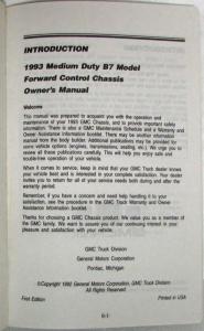 1993 GMC B7 Medium Duty Chassis Owners Manual