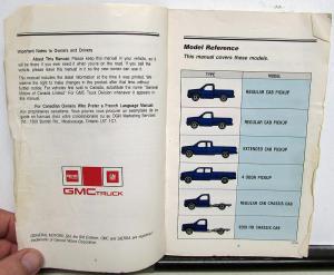 1993 GMC Sierra Pickup Truck Owners Manual