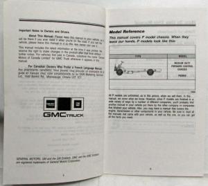 1993 GMC Truck P6 Medium Duty Forward Control Chassis Owners Manual