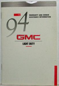 1994 GMC Truck and Chassis 1500-3500 Warranty and Owner Assistance Information