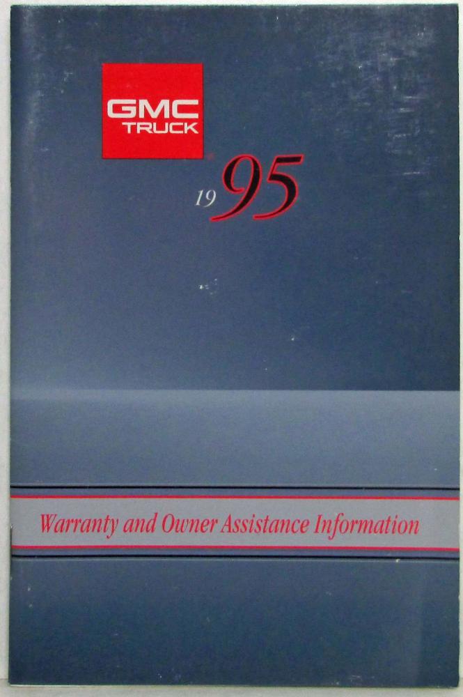 1995 GMC Truck Light Duty Warranty and Owner Assistance Information