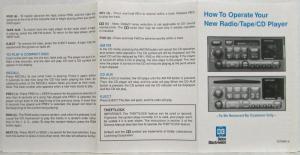 1995 Delco Electronics How to Operate Your New Radio/Tape/CD Folder Brochure