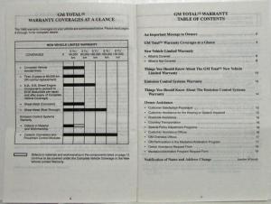 1995 GM Total Warranty and Owner Assistance Info - English and French - Canadian