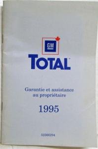 1995 GM Total Warranty and Owner Assistance Info - English and French - Canadian