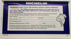 1995 Michelin Tires Owners Manual/Limited Warranty Brochure