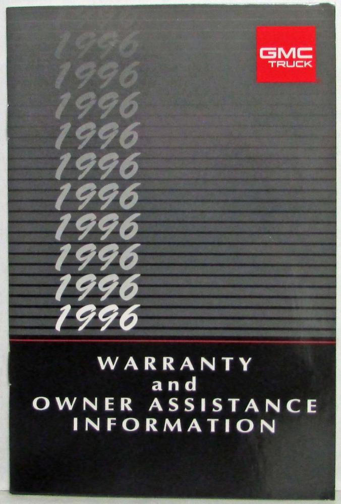 1996 GMC Truck Warranty and Owner Assistance Information