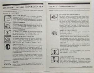 1996 GMC Truck Warranty and Owner Assistance Information