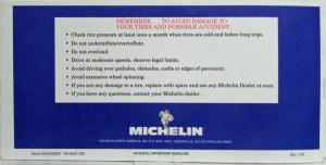1996 Michelin Tires Owners Manual/Limited Warranty Brochure