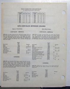 1975 Chrysler Imperial Cordoba Ditzler Ordering Codes Interior Paint Chips