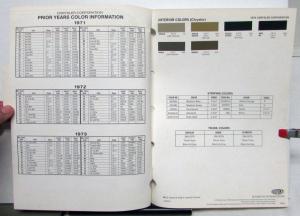 1974 Chrysler Du Pont Ditzler Imperial Ordering Codes Paint Chip