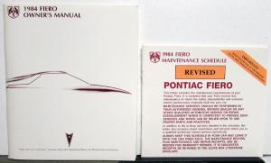 1984 Pontiac Fiero Owners Manual and Revised Maintenance Schedule