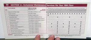 1984 Pontiac Fiero Owners Manual and Revised Maintenance Schedule