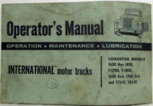 1962 International Loadstar Models Operators Manual Operation Maintenance Lube