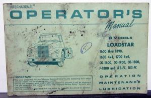 1965 International Loadstar Models Operators Manual Operation Maintenance Lube
