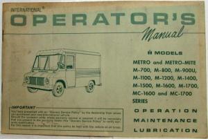 1965-1971 International Metro and Metro-Lite Models Operators Manual