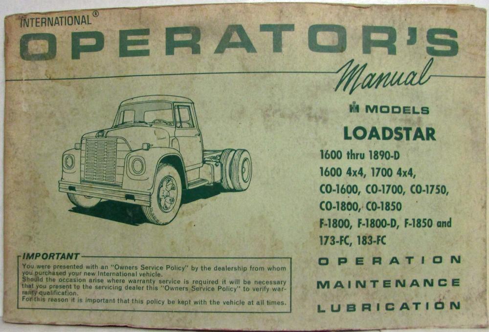 1968-1973 International Loadstar Models Operators Manual