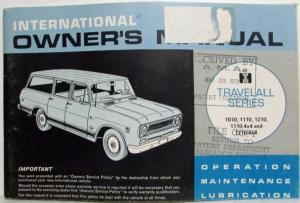 1971 International Travelall Owners Manual - Operation Maintenance Lubrication