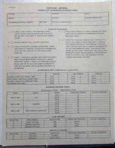 1956 Chrysler Imperial Powerflite Transmission Diagnosis Guide Sheet