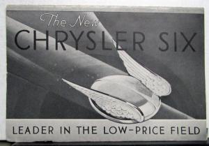 1930 Chrysler Six Sedan Touring Business Coupe Roadster Brochure