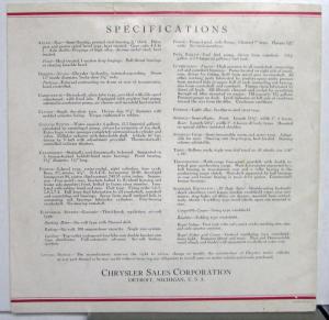 1931 Chrysler Eight Specifications Features Sales Brochure