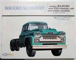 1958 Chevrolet Truck Series 40 60 80 100 Chassis Cab Stake Sales Brochure