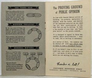 1938 General Motors GM Public Opinion Questionnaire with Reply Sheet & Clipping