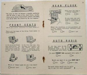 1938 General Motors GM Public Opinion Questionnaire with Reply Sheet & Clipping