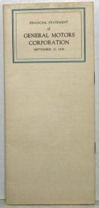 1938 General Motors Corporation Financial Statement for Shareholders 9-30-38