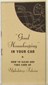 1930-1939 GM How to Clean and Take Care of Upholstery and Fabrics Booklet