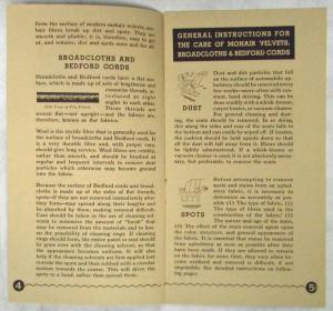 1930-1939 GM How to Clean and Take Care of Upholstery and Fabrics Booklet