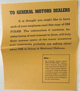 1941 GM Folks Magazine September Vol 4 No 9 Producing for Defense WWII