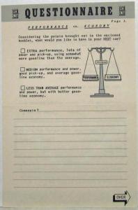 1941 GM What Is Your Preference Questionnaire Performance vs Economy