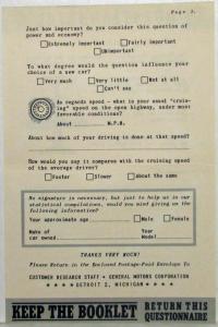 1941 GM What Is Your Preference Questionnaire Performance vs Economy