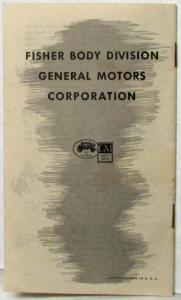 1946 General Motors Fisher Body Good Housekeeping in Your Car Booklet