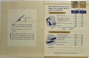 1948-1949 General Motors GM Bouquets and Brickbats Rate Your Car Questionnaire
