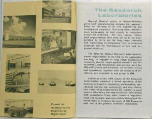 1957 General Motors GM Research Laboratories in Brief Booklet