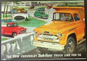 1956 Chevrolet Truck Task Force Full Line Color Sales Folder Original