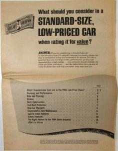 1964 General Motors GM Dollar Question Newsprint Sales Ad Brochure