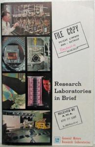 1967 General Motors GM Research Laboratories in Brief Booklet