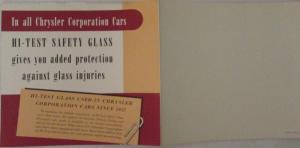 1940 Chrysler Hi Test Safety Glass Original Sales Brochure Leaflet