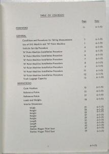 1973 GM Restricted Car and Body Dimensions Procedure Manual for Subcommittee