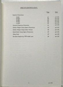 1973 GM Restricted Car and Body Dimensions Procedure Manual for Subcommittee